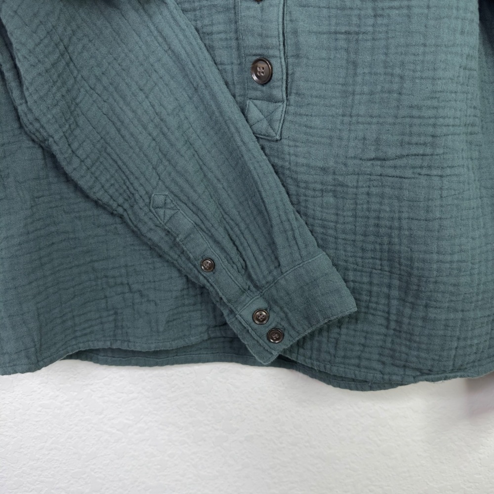 Madewell Shirt Womens S Green Textured Gauzy Henley‎ Minimalist Boho Neutral - Picture 5 of 8